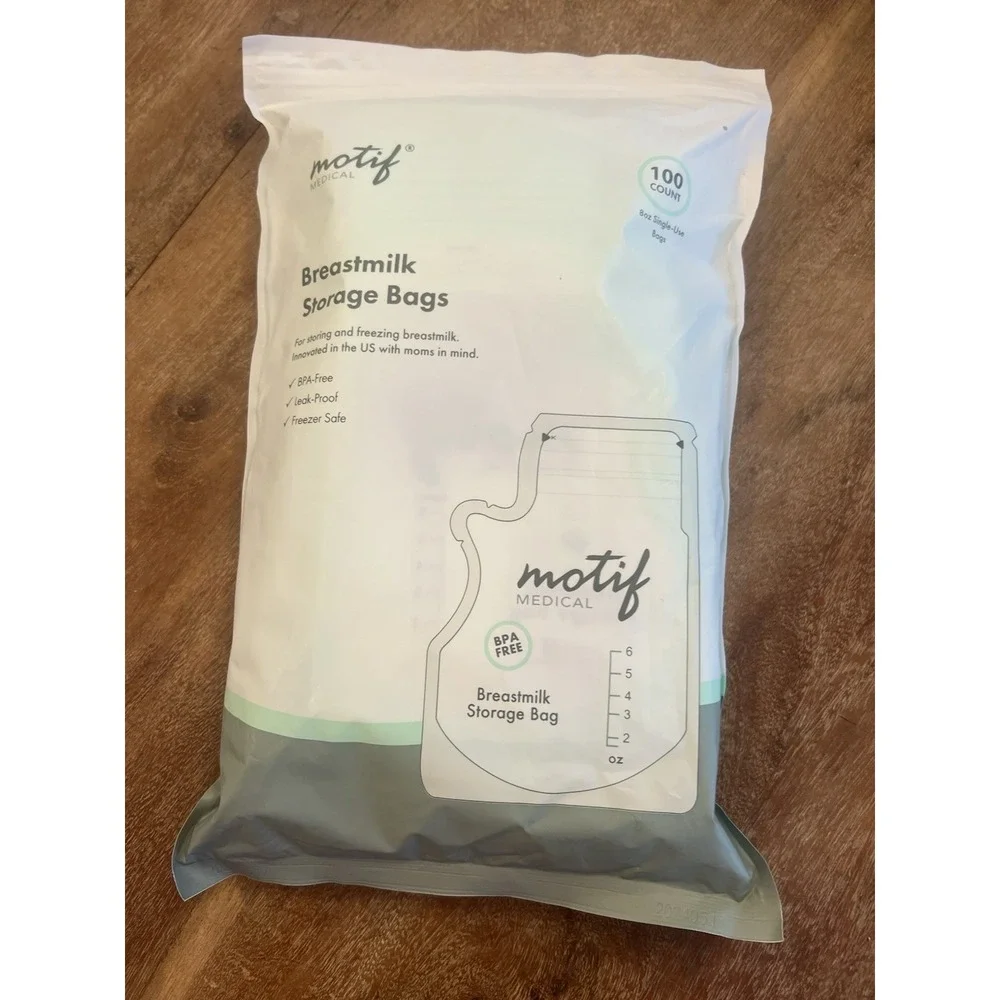 Motif Medical Milk Storage Bags 8 oz Milk Freezer w/Easy Pour Write-On 100 Count